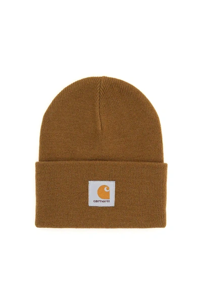 Carhartt Logo-patch Beanie In Brown