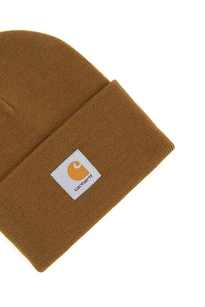 Carhartt Logo-patch Beanie In Brown