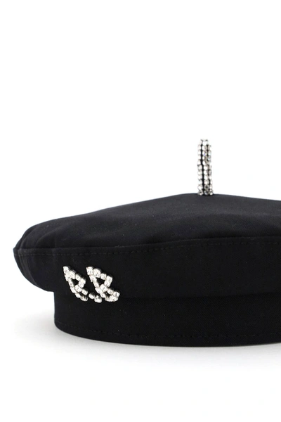 Shop Ruslan Baginskiy Cotton Beret Crystal In Black