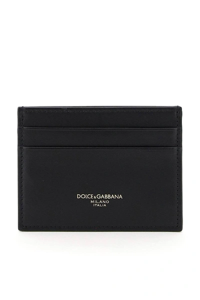 Shop Dolce & Gabbana Leather Card Holder Logo In Black