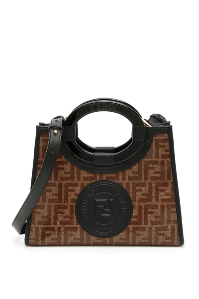 Shop Fendi Small Runaway Ff Shopping Bag In Brown,black,beige