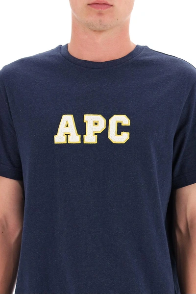 Shop Apc Gael T-shirt With Logo Patch In Blue