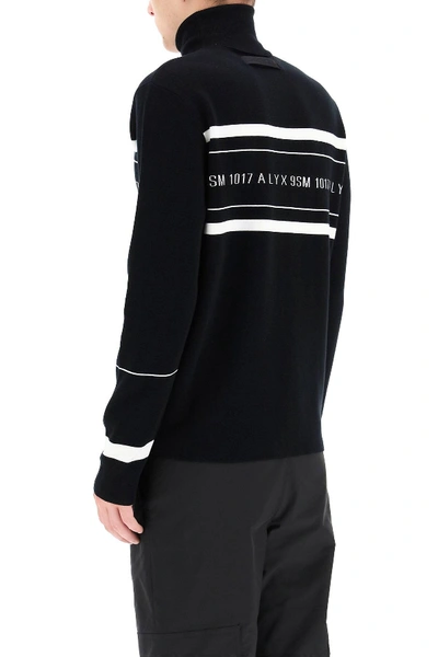 Shop Alyx Turtleneck Sweater Logo Intarsia In Black,white