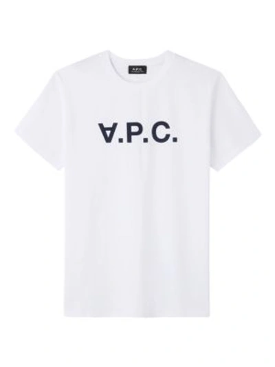 Shop Apc Men's Vpc Logo T-shirt In White Dark Navy