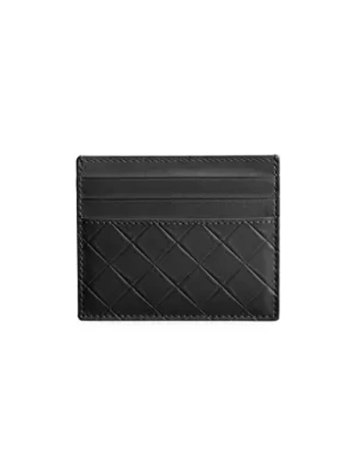 Shop Bottega Veneta Intarsio Embossed Card Holder In Black