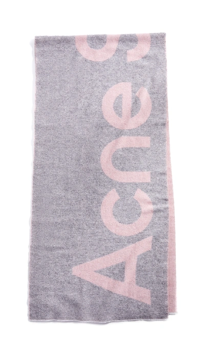 Shop Acne Studios Toronty Logo Scarf In Light Pink/grey