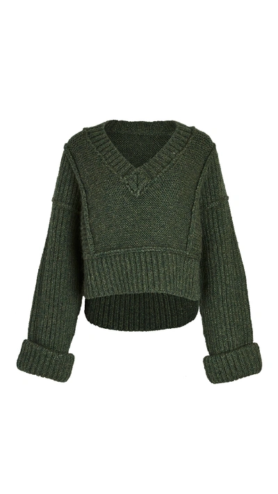Shop Jacquemus Cavaou Sweater In Dark Green