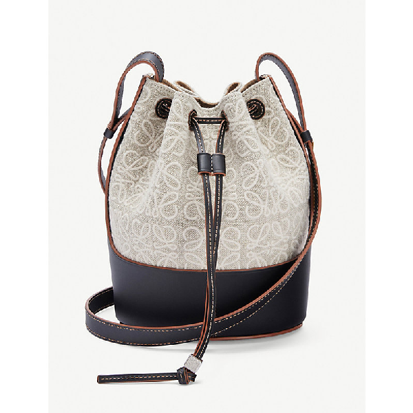 Loewe Balloon Small Logo-print Linen And Leather Shoulder Bag In ...