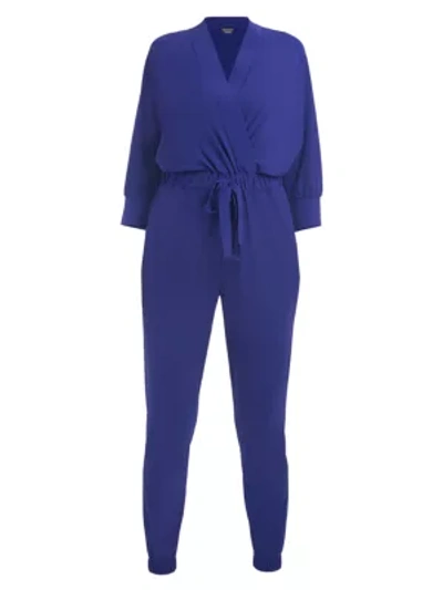 Shop Chiara Boni La Petite Robe Hildur Jersey Long Sleeve Jumpsuit In Inchiostro Blue