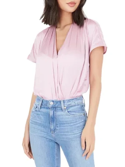 Shop Paige Jeans Dijon Surplice-neck Bodysuit In Fragrant Lilac