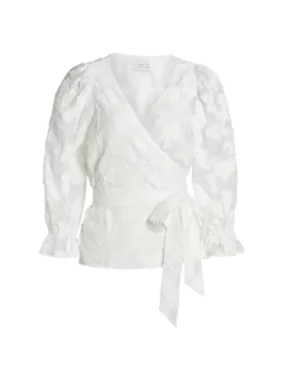Shop Tanya Taylor Kaylee Jacquard Tie-waist Top In White