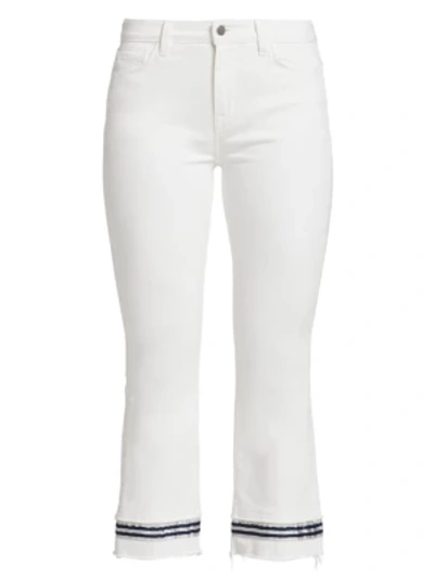 Shop L Agence Jada Cropped Tape Jeans In Blanc