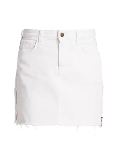 Shop L Agence Allegra Side Zipper Denim Skirt In Blanc