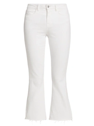 Shop L Agence Kendra Cropped Flare Jeans In Blanc