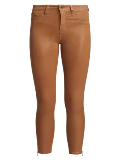 Shop L Agence Sabine High-rise Ankle Coated Skinny Jeans In Java Coated