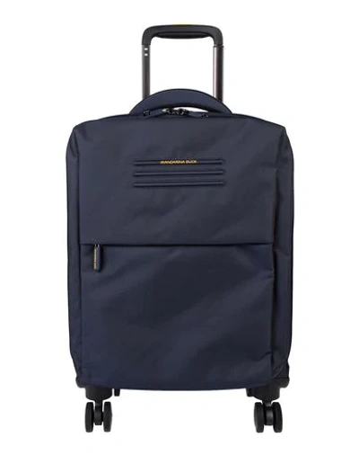 Shop Mandarina Duck Wheeled Luggage In Dark Blue