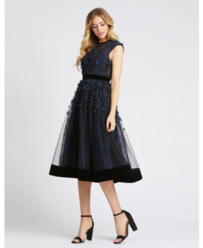 Shop Mac Duggal A-line Embellished Dress In Midnight Black