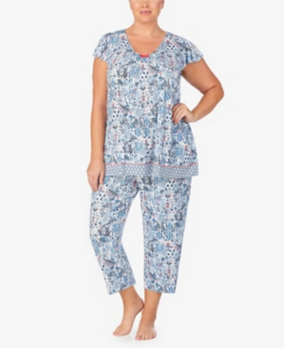 Shop Ellen Tracy Women's Plus Size Short Sleeve Pajama Top In Blue Paisley
