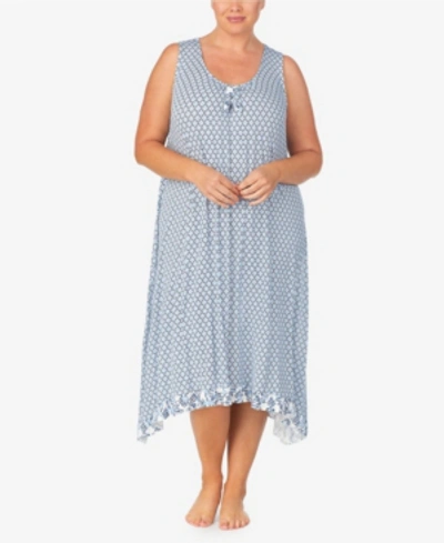 Shop Ellen Tracy Women's Plus Size Sleeveless Midi Gown In Blue Geo