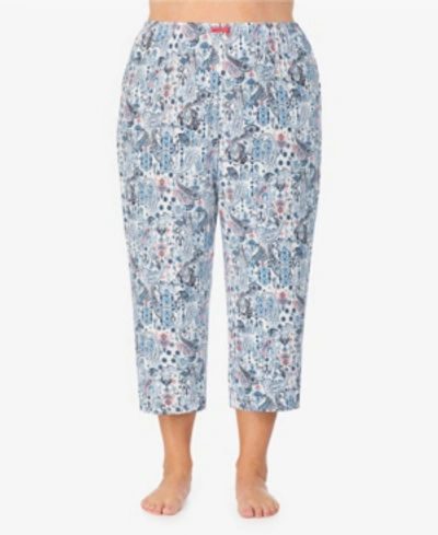 Shop Ellen Tracy Women's Plus Size Cropped Pajama Pant In Blue Paisley