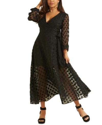 Shop Guess Bertha Dot-print Maxi Dress In Jet Black