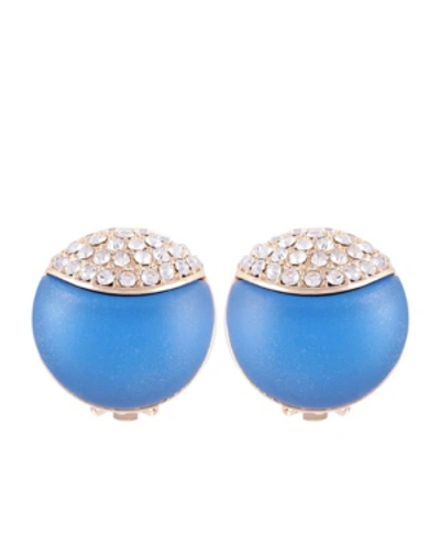 Shop T Tahari Frosted Lucite Button Clip Earring In Gold