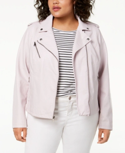 Shop Levi's Plus Size Trendy Faux Leather Moto Jacket In Blush