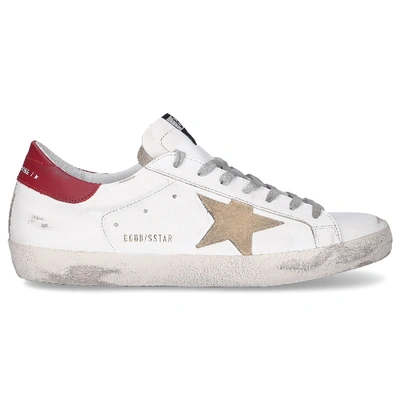 Shop Golden Goose Low-top Sneakers Superstar Calfskin Used White Beige