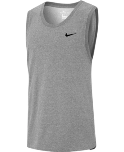Shop Nike Men's Dri-fit Training Tank Top In Grey Heather/black
