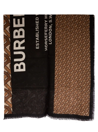 Shop Burberry Horseferry Text Foulard In Bridle Brown