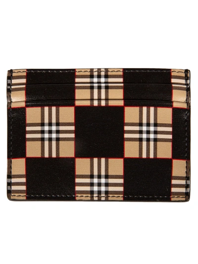 Shop Burberry Stripe Print Card Holder In Beige/black