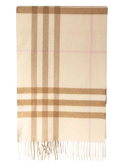 Shop Burberry Giant Check Scarf In White/alabaster