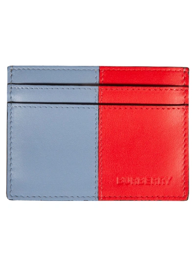 Shop Burberry Sandon Card Holder In Blue/red