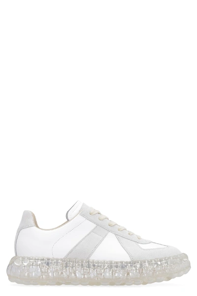 Shop Maison Margiela Replica Leather Low-top Sneakers In White