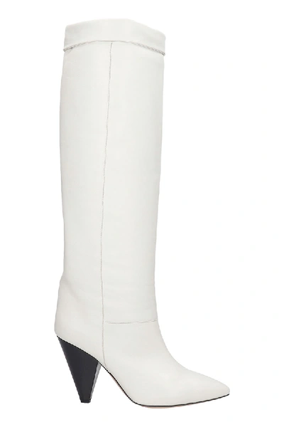 Shop Isabel Marant Loens High Heels Boots In White Leather