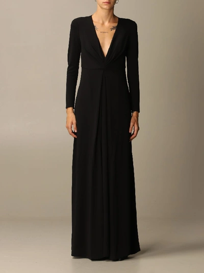 Shop Emporio Armani Long Dress In Jersey In Black