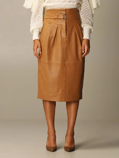 Shop Alberta Ferretti Skirt Leather Sheath Dress