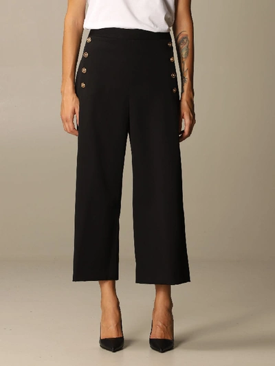 Shop Versace Trousers With Metal Buttons In Black