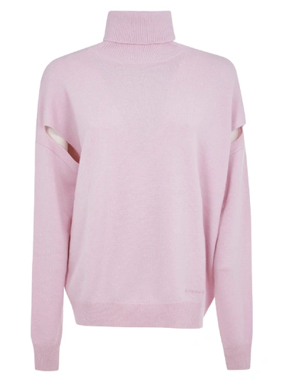 Shop Givenchy Turtleneck Ribbed Sweater In Pink