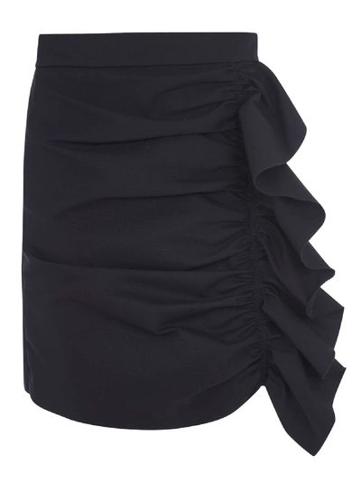 Shop Red Valentino Rear Zip Ruffle Applique Skirt In Black