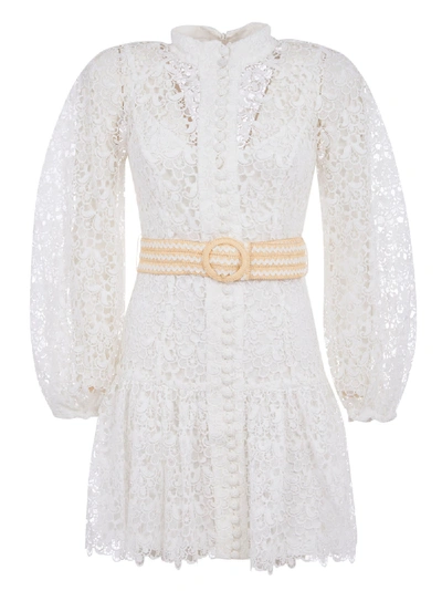 Shop Zimmermann Empire Fit Flare Short Dress In Ivory