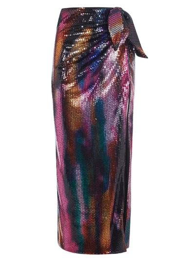 Shop Attico All-over Bead Applique Long Skirt In Multicolor