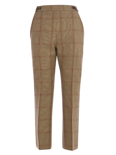Shop Marni Cropped Check Trousers In Brown