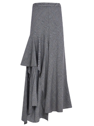Shop Alexander Mcqueen Asymmetric Checked Skirt In Black/ivory