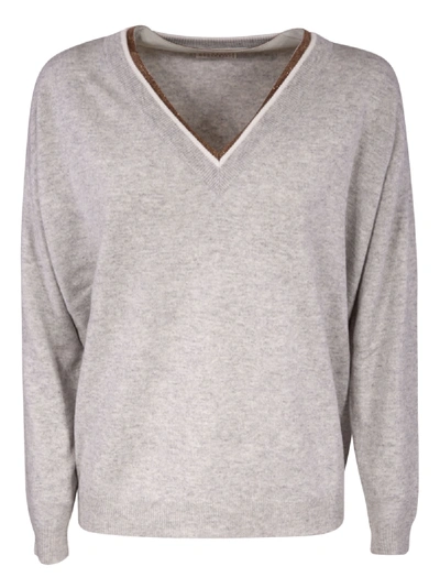 Shop Brunello Cucinelli V-neck Sweater In Grey