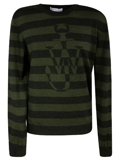 Shop Jw Anderson Crewneck Jumper In Black/green