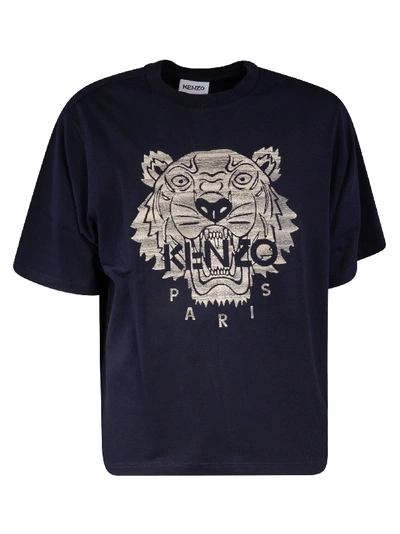 Shop Kenzo Stitched Tiger T-shirt In Blue