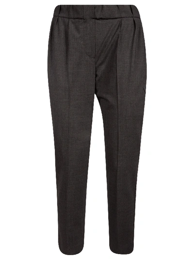 Shop Brunello Cucinelli Ribbed Waist Trousers In Grey