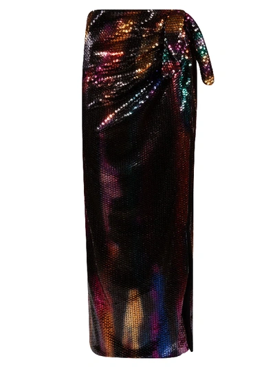 Shop Attico Sequin-coated Long Length Skirt In Multicolor