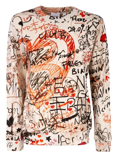 Shop Burberry Printed Sweatshirt In Natural White/orange/black